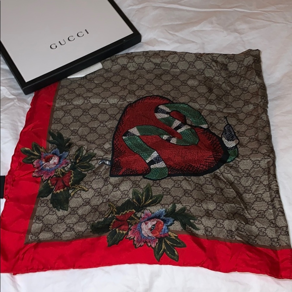 Gucci logo silk scarf